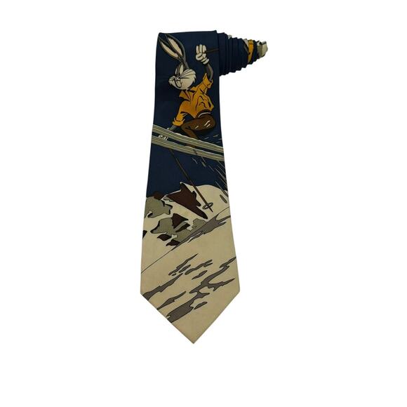 Vintage Bugs Bunny Necktie Skiing Winter St. Moritz 1993 Warner Bros. - Picture 1 of 7